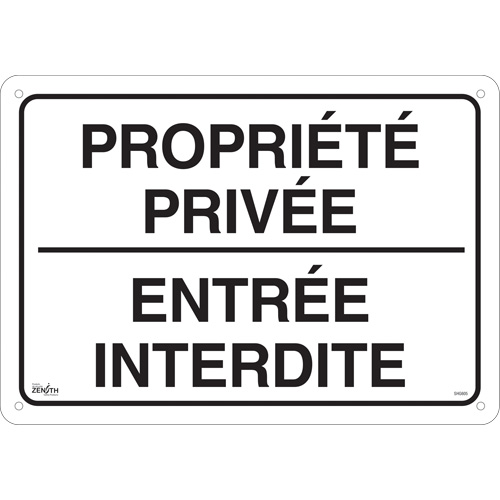 "Propri&eacute;t&eacute; priv&eacute;e" Sign, 14" x 20", Aluminum, French Fastek