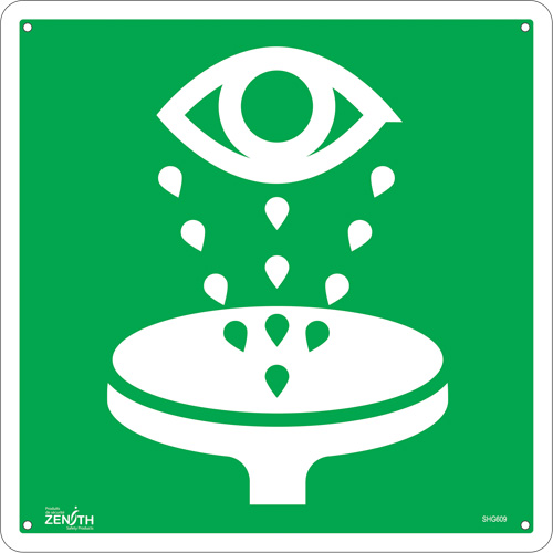 Eye Wash CSA Standard Safety Sign, 12" x 12", Aluminum, Pictogram Fastek