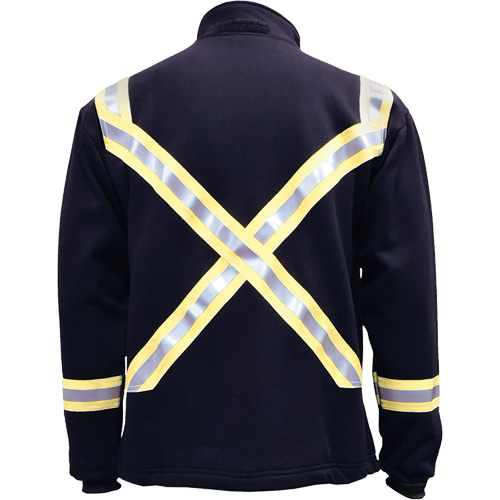Flame Resistant Striped Full Zip Fleece Jacket, Large (Tall), Navy Blue Fastek