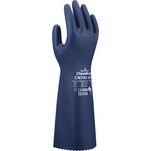 CN741 Chemical-Resistant Gloves, Size Small/7, 15" L, Nitrile, 15-mil Fastek