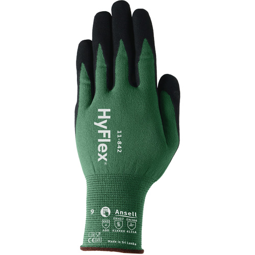 HyFlex&reg; 11-842 Sustainable Multi-Purpose Gloves, 5, Foam Nitrile Coating, 15 Gauge, Nylon Shell Fastek