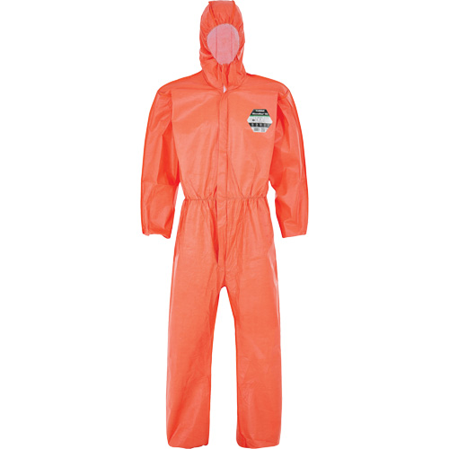 MicroMax&reg; NS Coverall with Elastic Hood, Cuffs, Waist & Ankles, Small, Orange, Microporous Fastek
