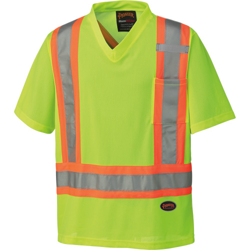 6989 Traffic Micro Mesh T-Shirt, X-Small, High Visibility Lime-Yellow Fastek
