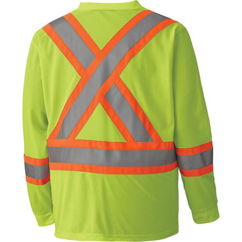 6985 Traffic Micro Mesh Long-Sleeved Safety Shirt, Small, High Visibility Lime-Yellow Fastek