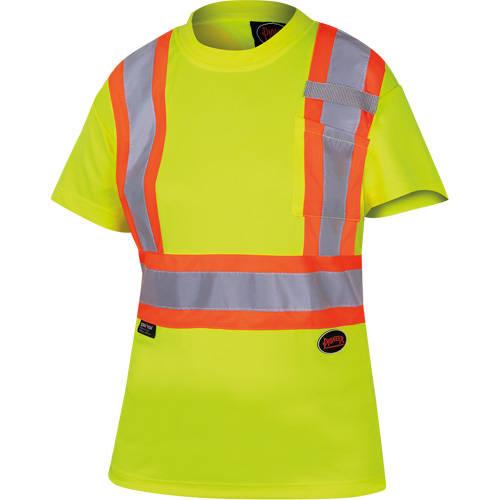 6949 T-shirt de s&eacute;curit&eacute; en il-de-perdrix pour femme, Polyester, T-petit, Jaune lime haute visibilit&eacute; Fastek