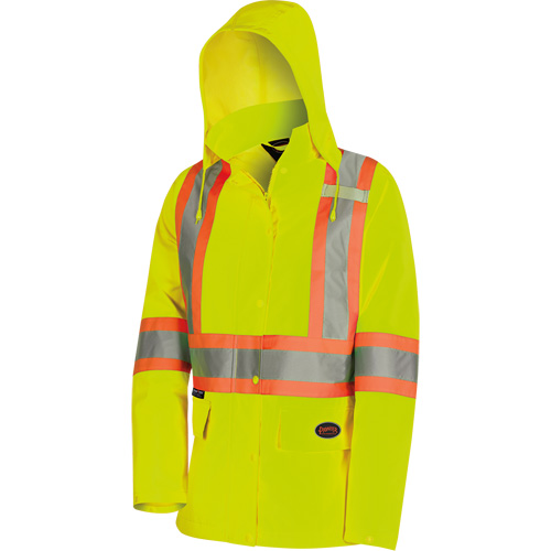 5628W Parka matelass&eacute; de s&eacute;curit&eacute; 300D The Rock, Polyester/Polyur&eacute;thane, Jaune lime haute visibilit&eacute;, T-petit Fastek