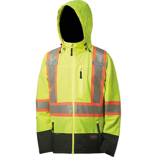 5221 Manteau de s&eacute;curit&eacute; imperm&eacute;able &agrave; coquille souple de premi&egrave;re qualit&eacute;, Polyester, Jaune lime haute visibilit&eacute;, Petit Fastek