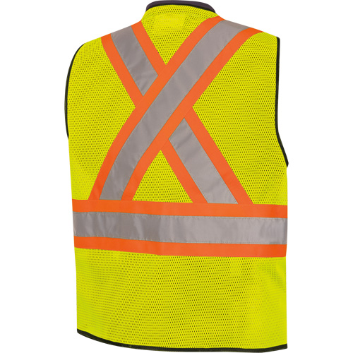 6895 Veste de s&eacute;curit&eacute; haute visibilit&eacute; bicolore avec fermeture &agrave; glissi&egrave;re sur tout le devant, Noir/Jaune lime haute visibilit&eacute;, 2T-Grand/3T-Grand, Polyester Fastek