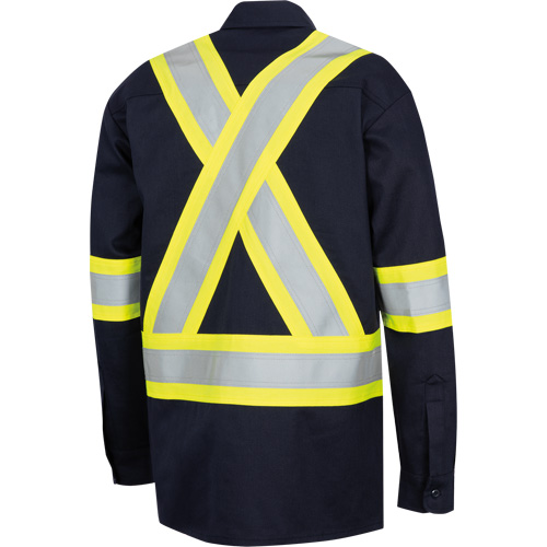 7742SF FR-TECH&reg; High-Visibility 88/12 Arc-Rated Safety Shirt, Small, Navy Blue Fastek