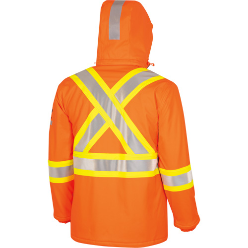 5884 Manteau imperm&eacute;able ignifuge et r&eacute;sistant aux arcs &eacute;lectriques avec capuchon Flash-Gard, Petit, Orange haute visibilit&eacute;, 51 cal/cm² Fastek