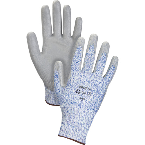 Eco-Friendly Stretch Cut-Resistant Gloves, Size 9, 13 Gauge, Polyurethane Coated, HPPE/RPET Shell, ASTM ANSI Level A2 Fastek