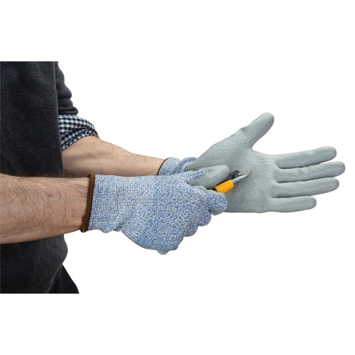 Eco-Friendly Stretch Cut-Resistant Gloves, Size 9, 13 Gauge, Polyurethane Coated, HPPE/RPET Shell, ASTM ANSI Level A2 Fastek