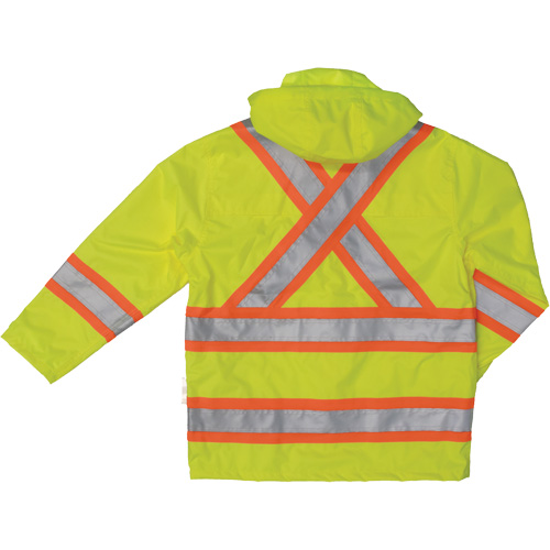 Ripstop Safety Rain Jacket, Polyester, X-Small, High Visibility Lime-Yellow Fastek