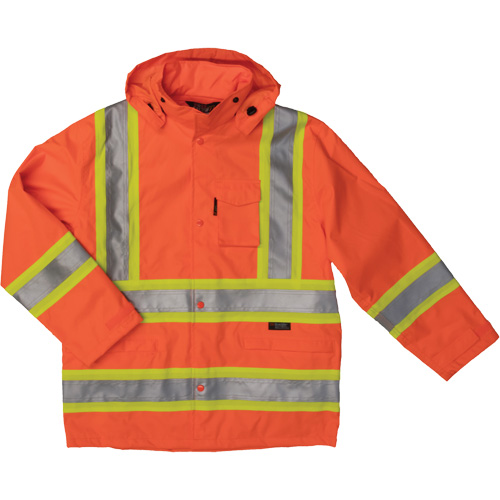 Manteau de s&eacute;curit&eacute; imperm&eacute;able en tissu ind&eacute;chirable Ripstop, Polyester, Petit, Orange haute visibilit&eacute; Fastek