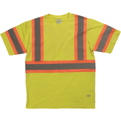 Short Sleeve Safety T-Shirt, Cotton, X-Small, High Visibility Lime-Yellow Fastek