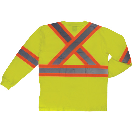 Long Sleeve Safety T-Shirt, Cotton, X-Small, High Visibility Lime-Yellow Fastek