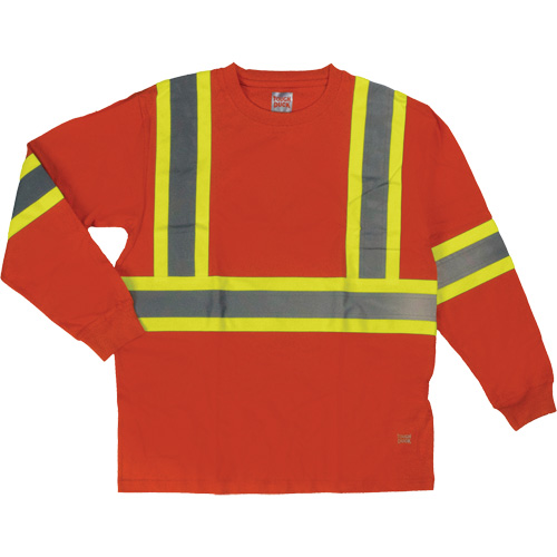 Long Sleeve Safety T-Shirt, Cotton, X-Small, High Visibility Orange Fastek