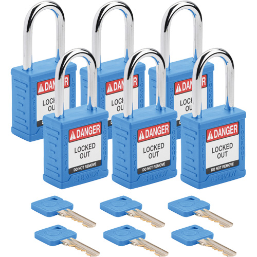 Velocity Lockout Padlocks, Blue, Keyed Different, Nylon, 1-1/2" Width Fastek