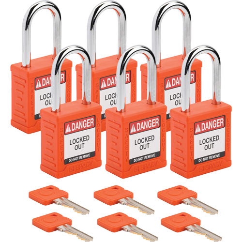 Velocity Lockout Padlocks, Orange, Keyed Different, Nylon, 1-1/2" Width Fastek