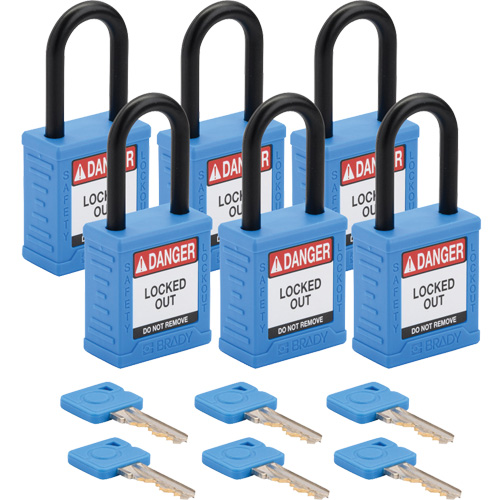 Velocity Lockout Padlocks, Blue, Keyed Different, Nylon, 1-1/2" Width Fastek