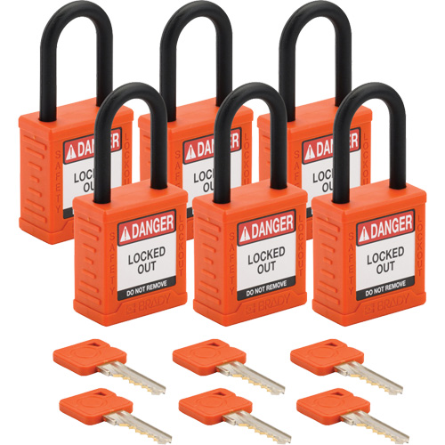 Velocity Lockout Padlocks, Orange, Keyed Different, Nylon, 1-1/2" Width Fastek