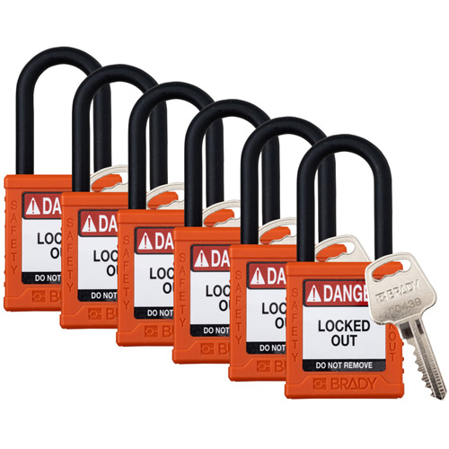 Velocity Lockout Padlocks, Orange, Keyed Alike, Nylon, 1-1/2" Width Fastek