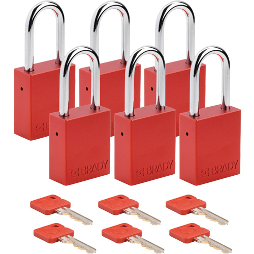 Lockout Padlock, Safety Padlock, Keyed Alike, Aluminum, 1-1/2" Width Fastek
