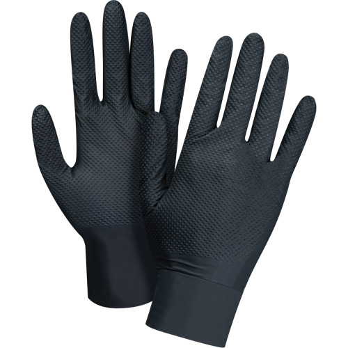Heavyweight Tactile Grip Examination Gloves, Small, Nitrile, 8-mil, Powder-Free, Black Fastek