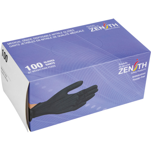 Heavyweight Tactile Grip Examination Gloves, Small, Nitrile, 8-mil, Powder-Free, Black Fastek