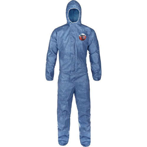 Hooded Coveralls, Large, Blue, MicroMax&reg; VP Fastek