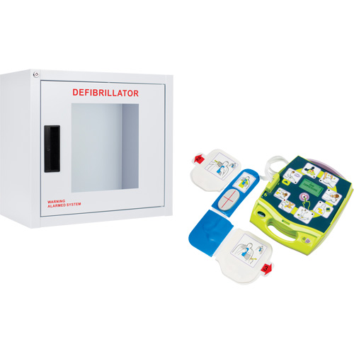 AED Plus&reg; Defibrillator & Wall Cabinet Kit, Semi-Automatic, English, Class 4 Fastek