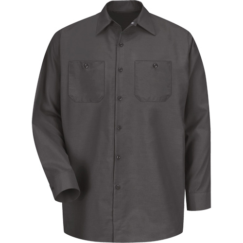 Long Sleeve Industrical Work Shirt, Men's, Medium, Charcoal Fastek