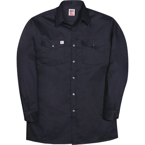 Long-Sleeve Industrial Work Shirt, Men's, Small, Navy Blue Fastek