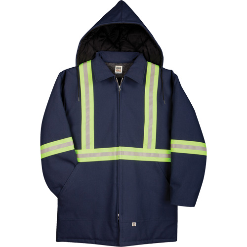 Premium Duck Parka with Reflective Material, Navy Blue, Medium Fastek