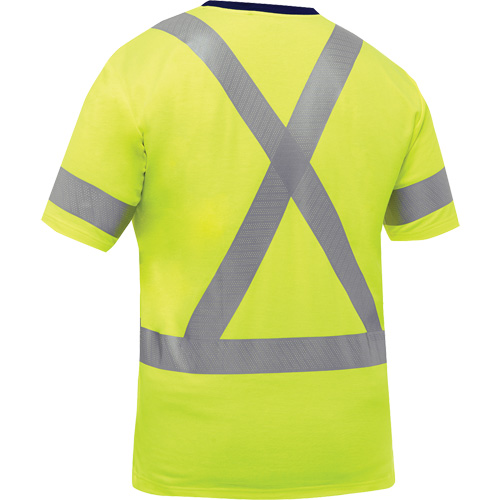 Bisley&reg; X-Back Short Sleeve Shirt, Poly-Cotton, Small, High Visibility Lime-Yellow Fastek