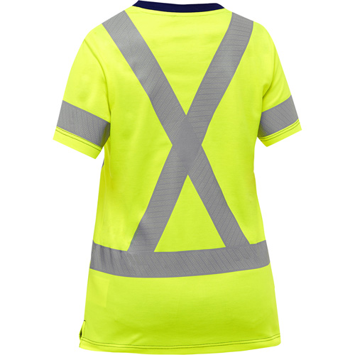 Bisley&reg; Women's X-Back Short Sleeve Shirt, Poly-Cotton, Small, High Visibility Lime-Yellow Fastek