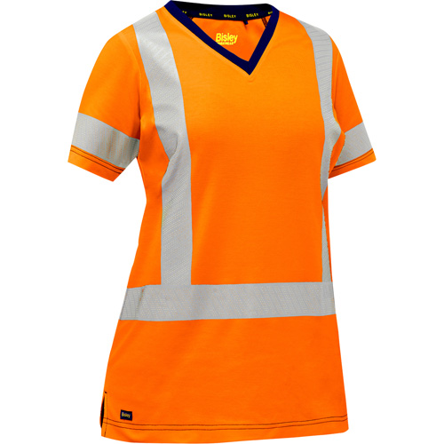 Bisley&reg; Women's X-Back Short Sleeve Shirt, Poly-Cotton, Small, High Visibility Orange Fastek