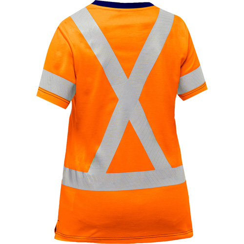 Bisley&reg; Women's X-Back Short Sleeve Shirt, Poly-Cotton, Small, High Visibility Orange Fastek