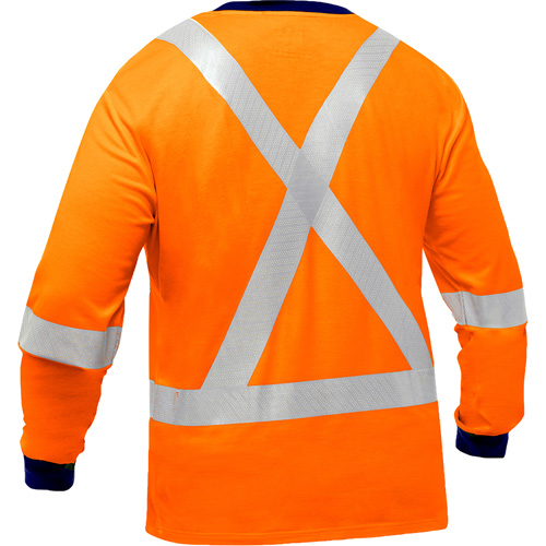 Bisley&reg; X-Back Long Sleeve Shirt, Poly-Cotton, Small, High Visibility Orange Fastek