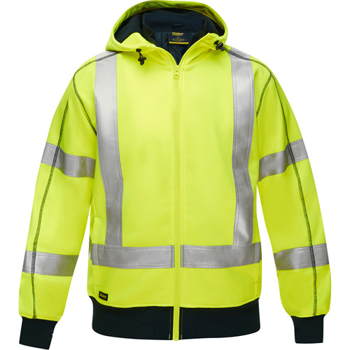 Bisley&reg; X-Back Full Zip Hooded Sweatshirt with Sherpa Lining, Small, High Visibility Lime-Yellow Fastek