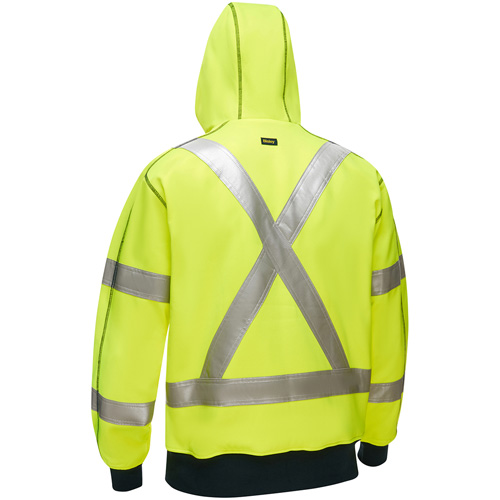 Bisley&reg; X-Back Full Zip Hooded Sweatshirt with Sherpa Lining, Small, High Visibility Lime-Yellow Fastek