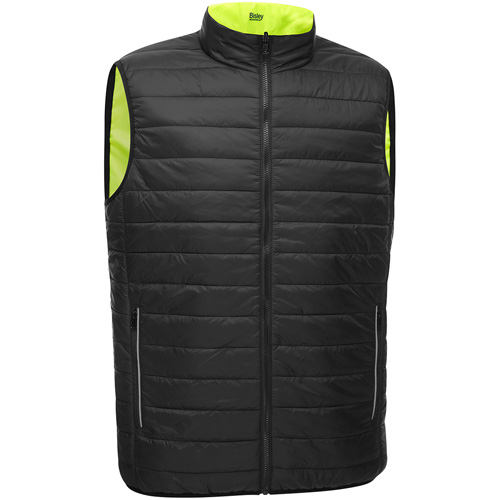 Bisley&reg; X-Back Reversible Puffer Vest, High Visibility Lime-Yellow, 2X-Large, Polyester Fastek