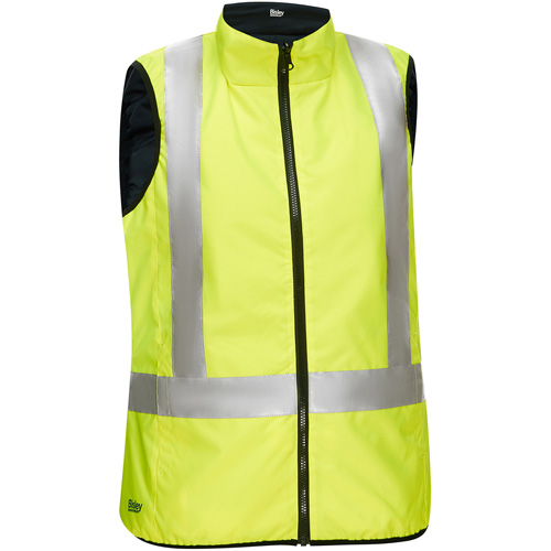 Bisley&reg; X-Back Women's Contoured Reversible Puffer Vest, High Visibility Lime-Yellow, 3X-Large, Polyester Fastek
