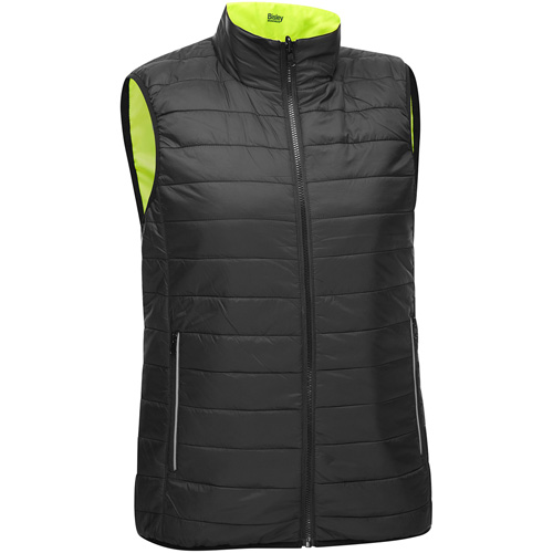 Bisley&reg; X-Back Women's Contoured Reversible Puffer Vest, High Visibility Lime-Yellow, 3X-Large, Polyester Fastek