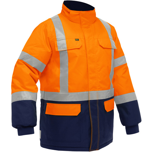 Bisley&reg; X-Back Extreme Cold Jacket with Navy Bottom, Polyester, High Visibility Orange, 3X-Large Fastek