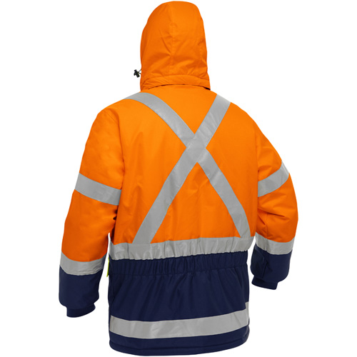 Bisley&reg; X-Back Extreme Cold Jacket with Navy Bottom, Polyester, High Visibility Orange, 3X-Large Fastek