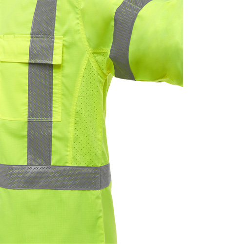Bisley&reg; X-Back Long Sleeve Work Shirt with X-Airflow, Poly-Cotton, Small, High Visibility Lime-Yellow Fastek