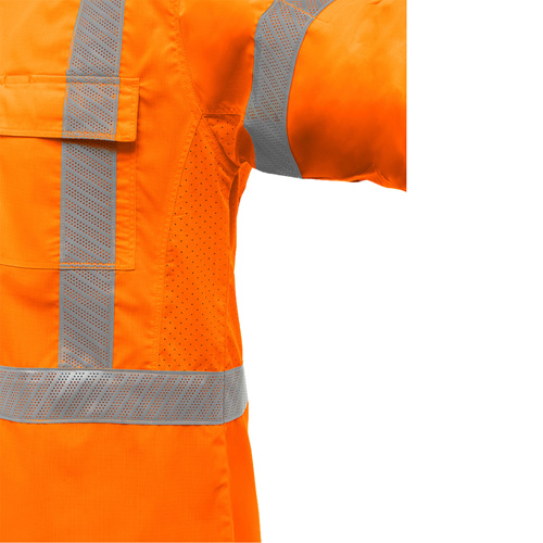 Bisley&reg; X-Back Long Sleeve Work Shirt with X-Airflow, Poly-Cotton, Small, High Visibility Orange Fastek