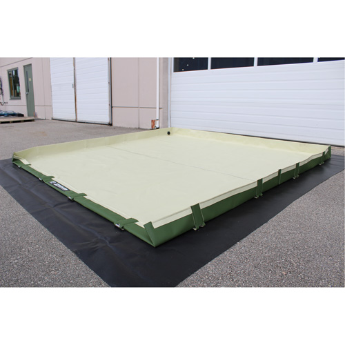 Easy-Riser Insta-Berm, 374 US gal. Capacity, 10' W x 10' L x 6" H, Hinge Bracket Fastek