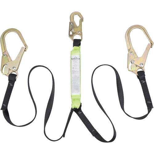 SA-64022-6 Shock Absorbing Lanyard, 6', Form Hook Center, Snap Hook Leg Ends, Polyester Fastek